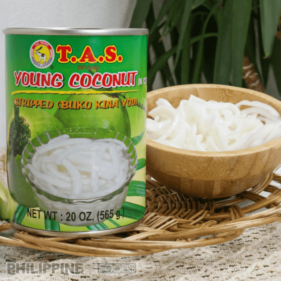 ココナッツ果肉の細切りシロップ漬け缶詰 ( ストリップド ヤング ココナッツミート) 565g 【T.A.S】