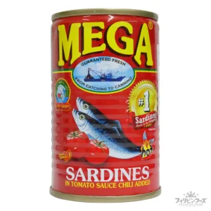 メガ サーディン (イワシのトマトソース漬け缶詰・レッド・辛口タイプ・フィリピン製造) 【MEGA】